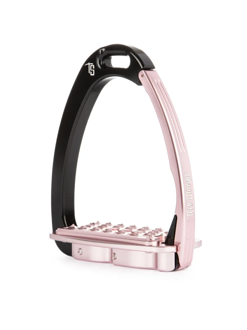 Tech Venice Sloped Evo Safety Stirrups-Black/Pink